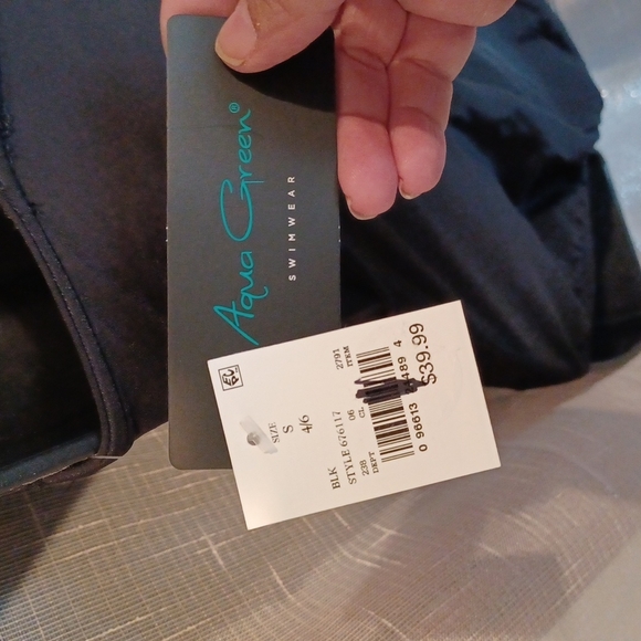 Aqua Green Black One Piece Swinsuit Size 4/6 - Picture 3 of 3